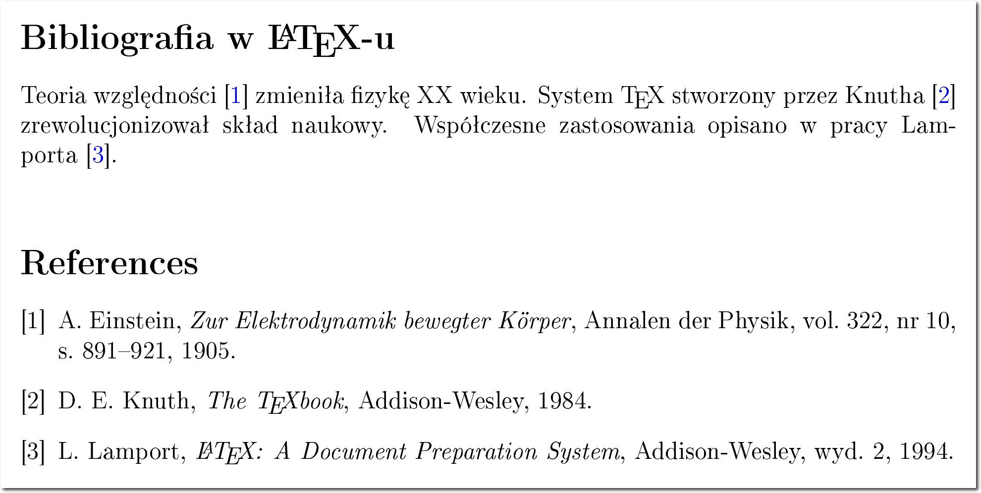 Bibliografia w LaTeX — cytowania numeryczne i lista References