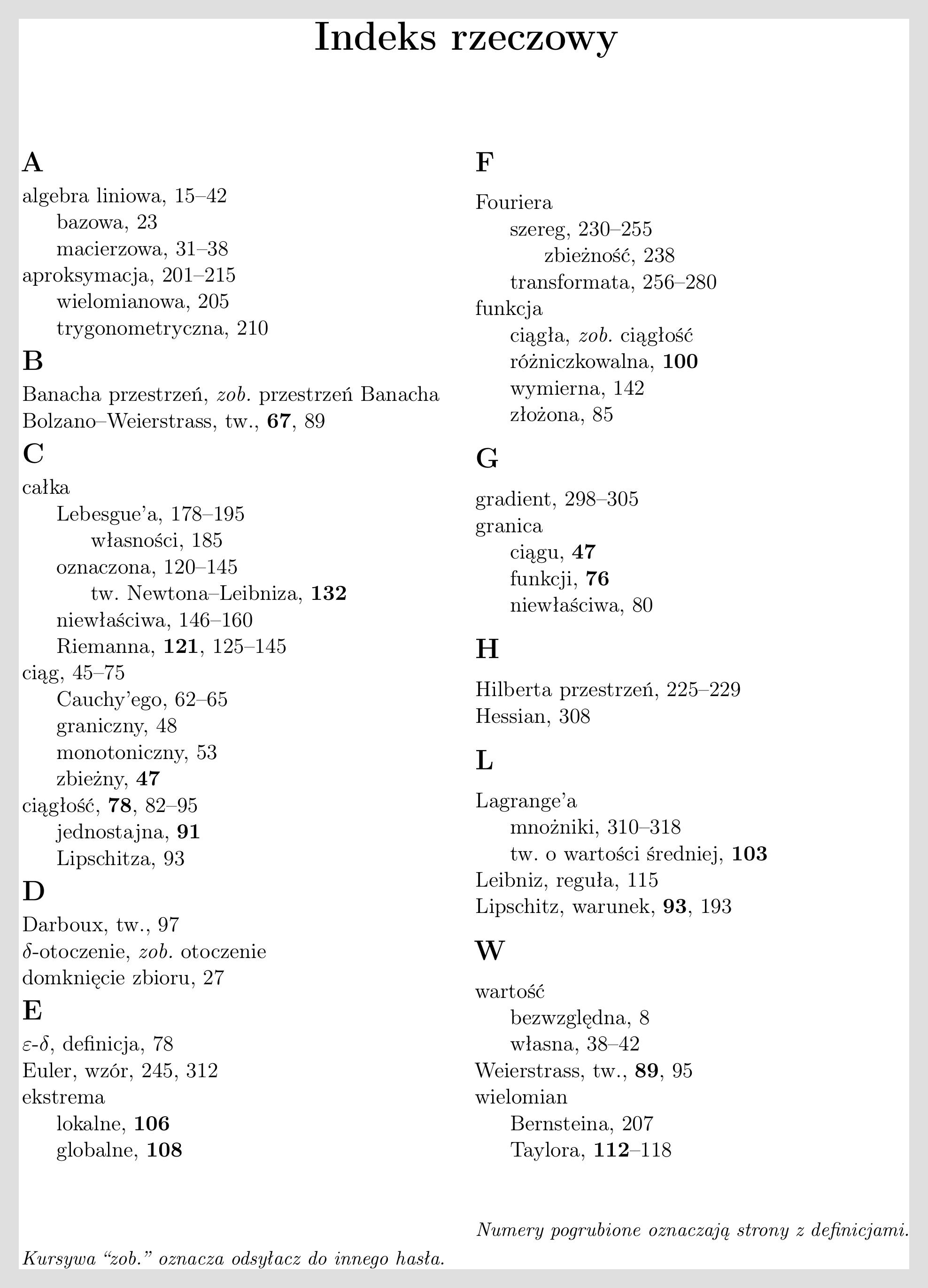 Indeks rzeczowy w podręczniku — hasła główne, podhasła, odsyłacze, numery pogrubione